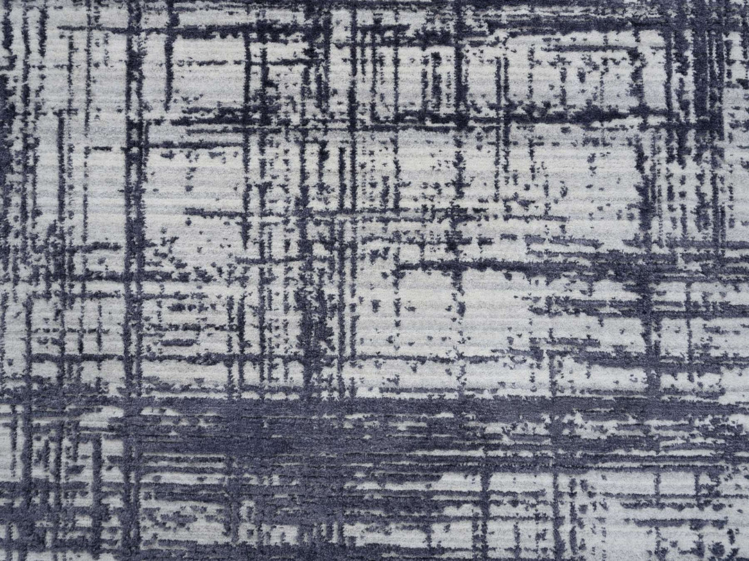 7'10" x 10'0" New Hand Loomed Black Wool & Silk Rectangle Oriental Rug - MOA10263788