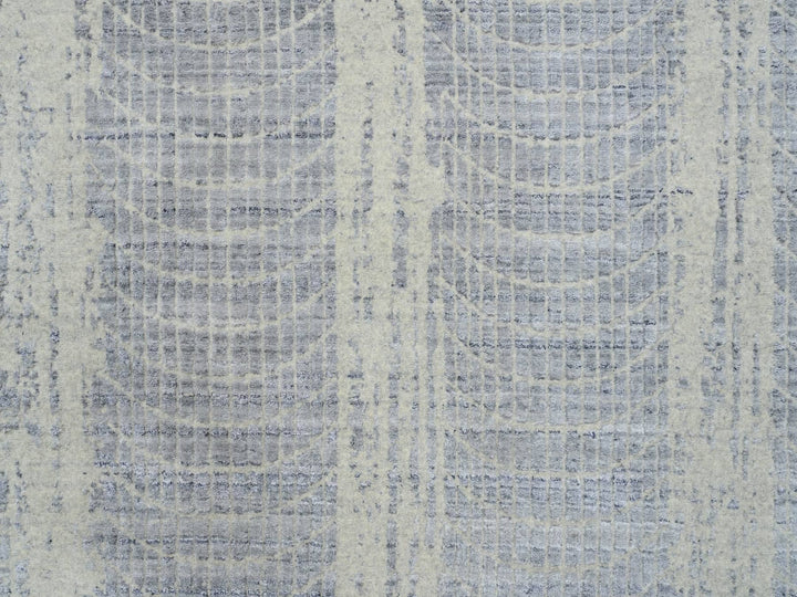 9'10" x 14'0" New Hand Loomed Grey Wool & Silk Rectangle Oriental Rug - MOA10263794