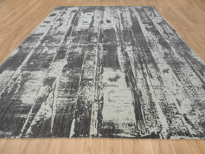 12'0" x 15'0" New Hand Loomed Black Wool Rectangle Oriental Rug - MOA10263803