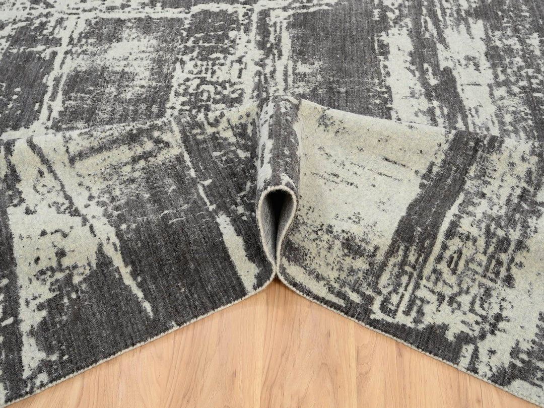 12'0" x 15'0" New Hand Loomed Black Wool Rectangle Oriental Rug - MOA10263803