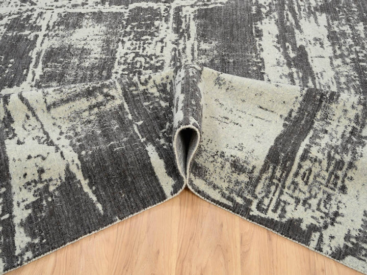 12'0" x 15'0" New Hand Loomed Black Wool Rectangle Oriental Rug - MOA10263803