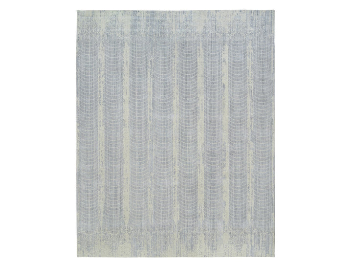 12'0" x 15'2" New Hand Loomed Grey Wool & Silk Rectangle Oriental Rug - MOA10263804