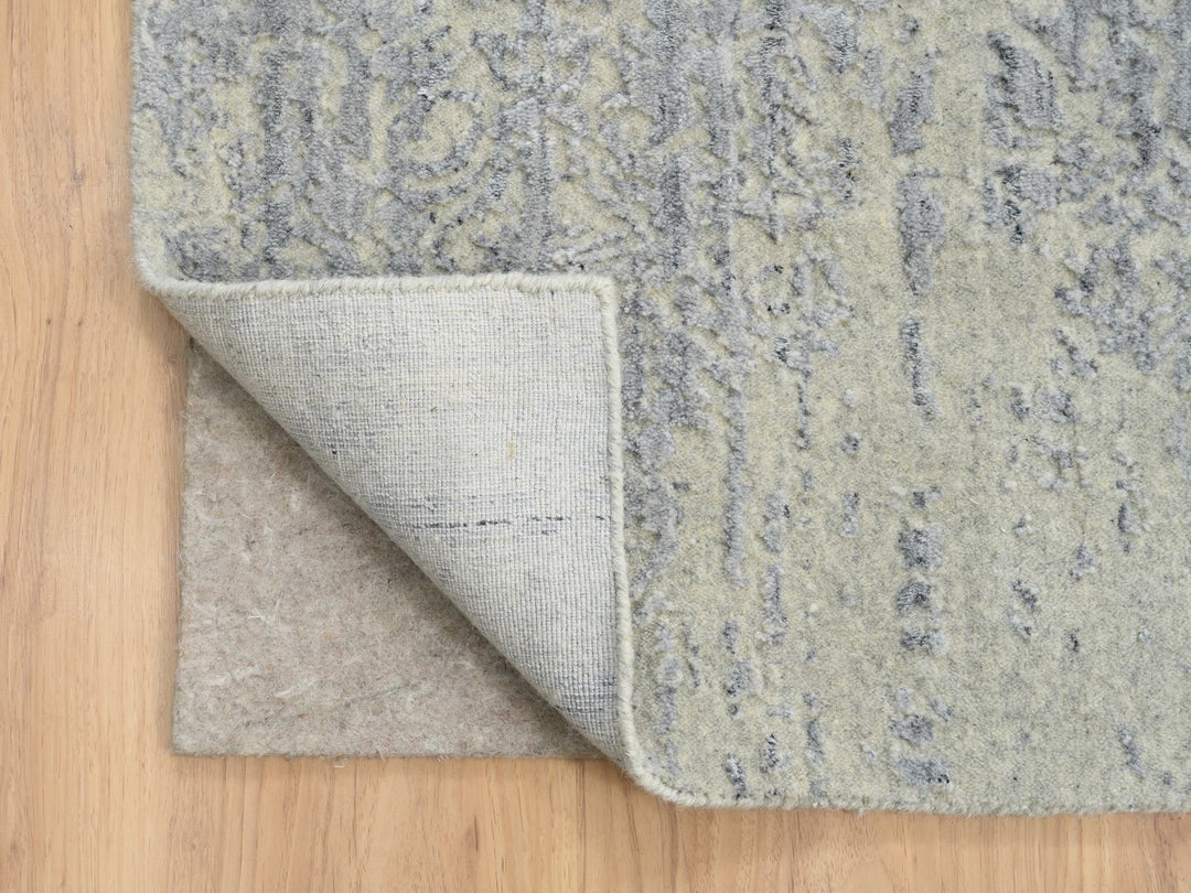 12'0" x 15'2" New Hand Loomed Grey Wool & Silk Rectangle Oriental Rug - MOA10263804