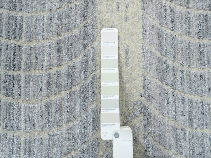 12'0" x 15'2" New Hand Loomed Grey Wool & Silk Rectangle Oriental Rug - MOA10263804