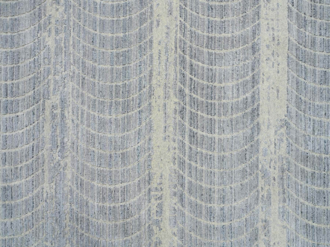 12'0" x 15'2" New Hand Loomed Grey Wool & Silk Rectangle Oriental Rug - MOA10263804