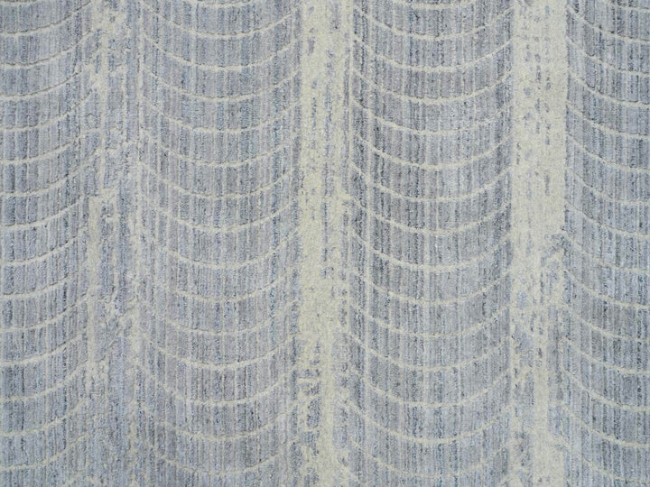 12'0" x 15'2" New Hand Loomed Grey Wool & Silk Rectangle Oriental Rug - MOA10263804