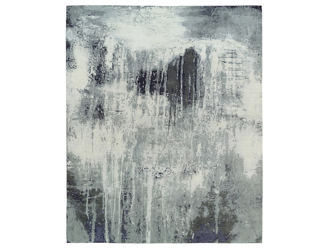 12'1" x 15'0" New Hand Knotted Black Wool & Silk Rectangle Oriental Rug - MOA10263809