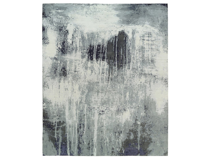 12'1" x 15'0" New Hand Knotted Black Wool & Silk Rectangle Oriental Rug - MOA10263809