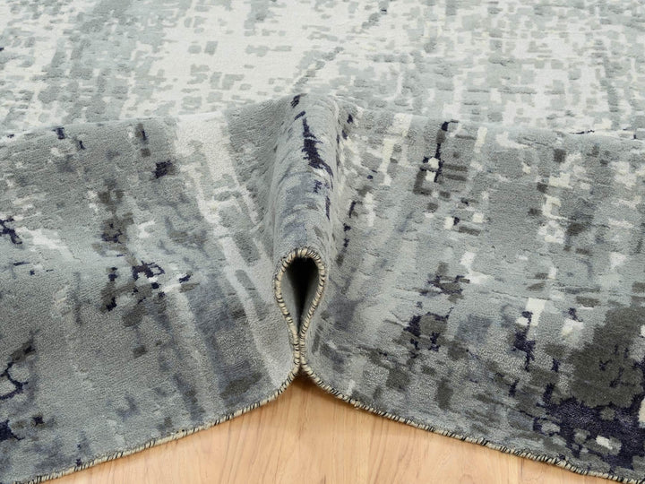 12'1" x 15'0" New Hand Knotted Black Wool & Silk Rectangle Oriental Rug - MOA10263809