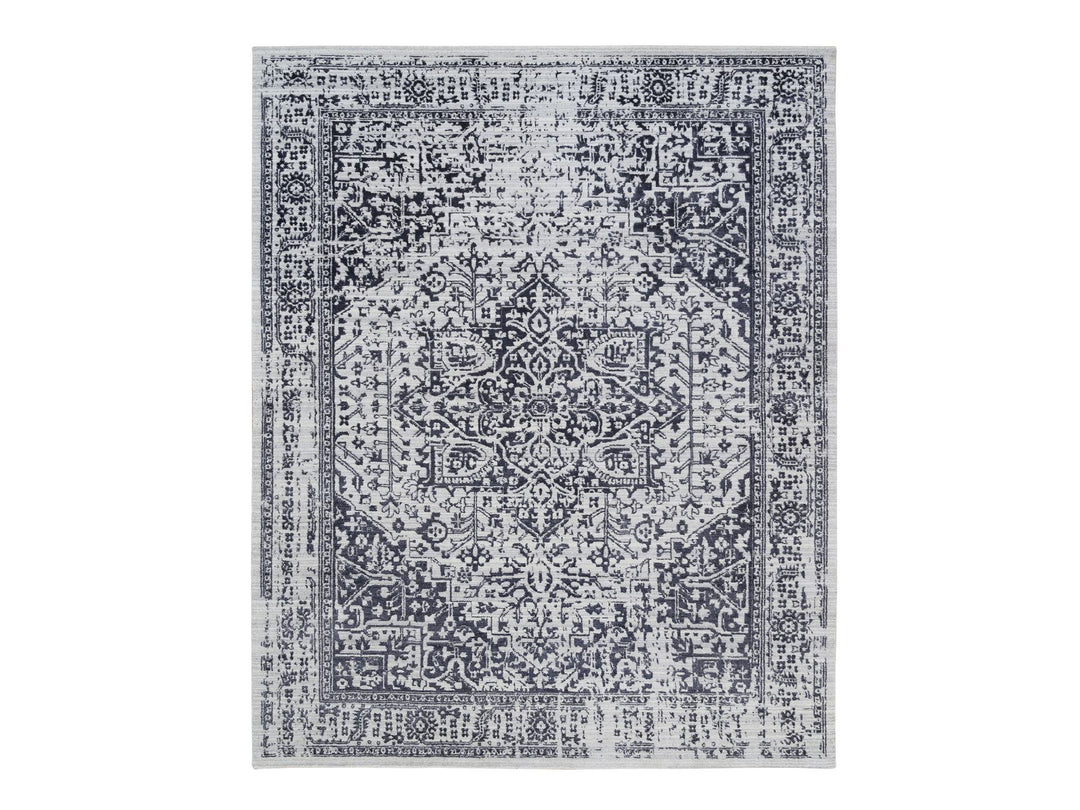 8'0" x 10'0" New Hand Loomed Black Wool & Silk Rectangle Oriental Rug - MOA10263810