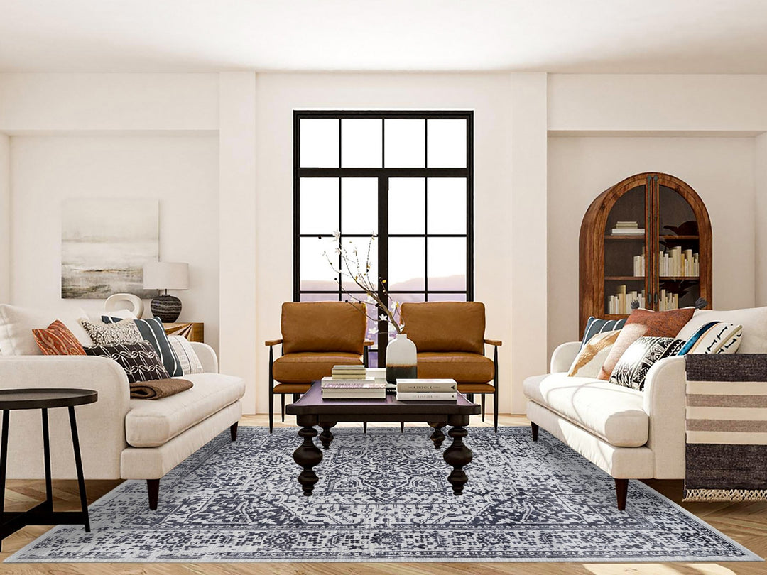 8'0" x 10'0" New Hand Loomed Black Wool & Silk Rectangle Oriental Rug - MOA10263810