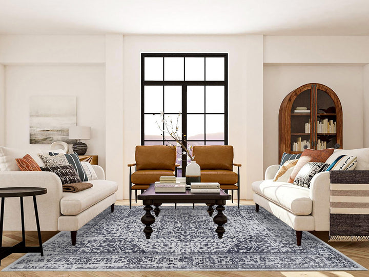 8'0" x 10'0" New Hand Loomed Black Wool & Silk Rectangle Oriental Rug - MOA10263810