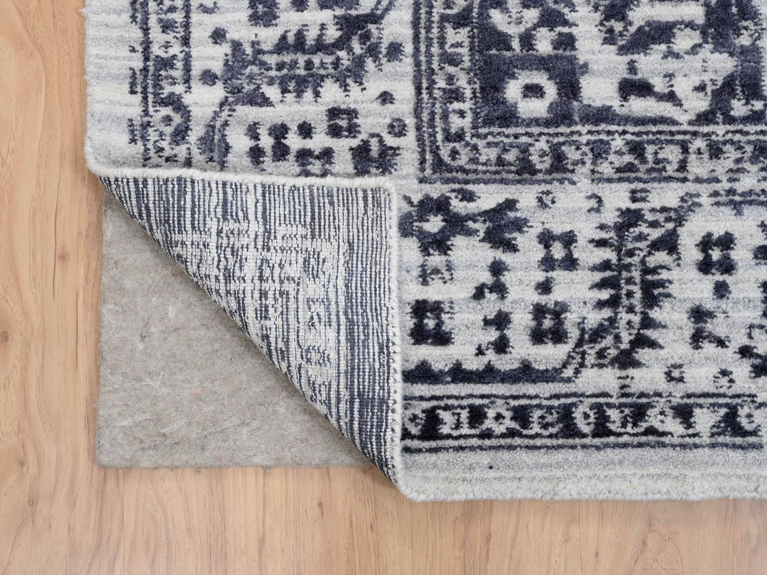 8'0" x 10'0" New Hand Loomed Black Wool & Silk Rectangle Oriental Rug - MOA10263810