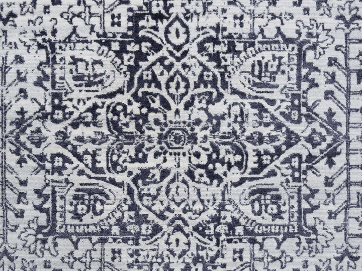 8'0" x 10'0" New Hand Loomed Black Wool & Silk Rectangle Oriental Rug - MOA10263810