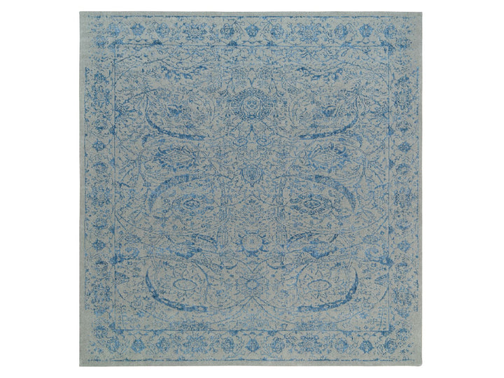 11'10" x 12'0" New Hand Loomed Blue Wool & Silk Square Oriental Rug - MOA10263822