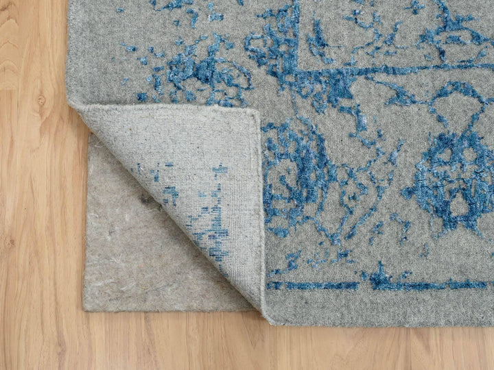 11'10" x 12'0" New Hand Loomed Blue Wool & Silk Square Oriental Rug - MOA10263822