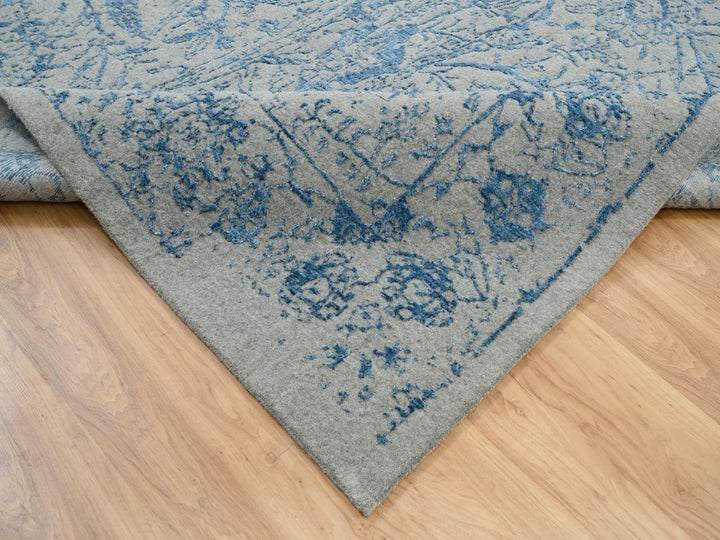 11'10" x 12'0" New Hand Loomed Blue Wool & Silk Square Oriental Rug - MOA10263822