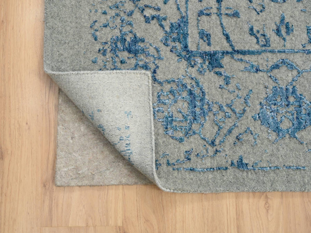 11'10" x 18'0" New Hand Loomed Blue Wool & Silk Rectangle Oriental Rug - MOA10263823