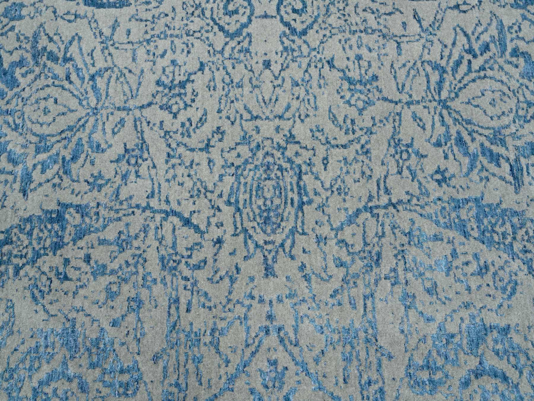 11'10" x 18'0" New Hand Loomed Blue Wool & Silk Rectangle Oriental Rug - MOA10263823