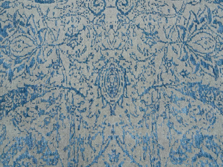 11'10" x 18'0" New Hand Loomed Blue Wool & Silk Rectangle Oriental Rug - MOA10263823