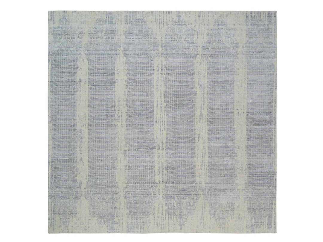10'2" x 10'0" New Hand Loomed Grey Wool & Silk Square Oriental Rug - MOA10263824