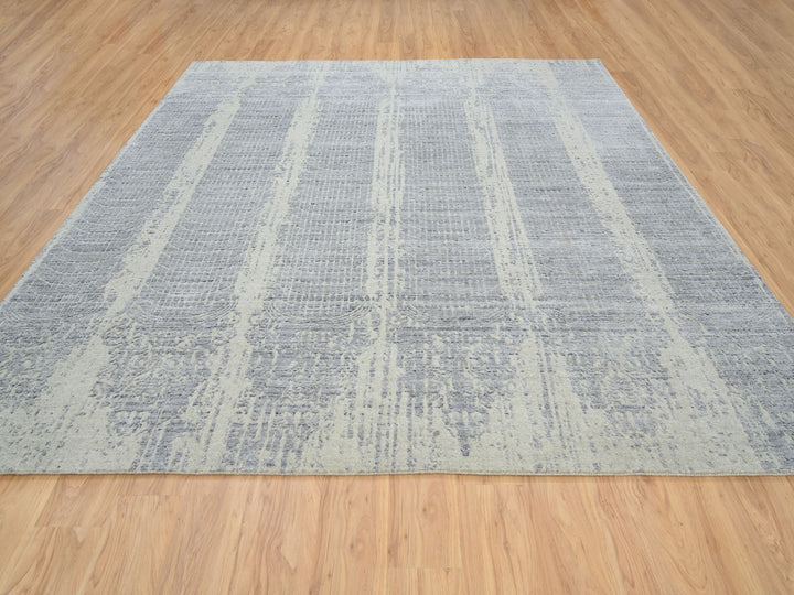 10'2" x 10'0" New Hand Loomed Grey Wool & Silk Square Oriental Rug - MOA10263824