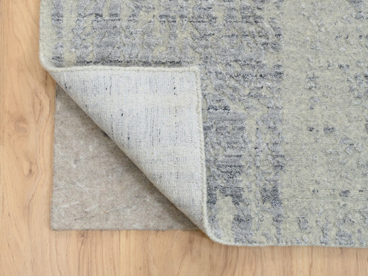 10'2" x 10'0" New Hand Loomed Grey Wool & Silk Square Oriental Rug - MOA10263824