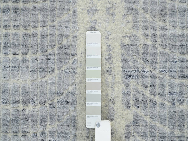 10'2" x 10'0" New Hand Loomed Grey Wool & Silk Square Oriental Rug - MOA10263824