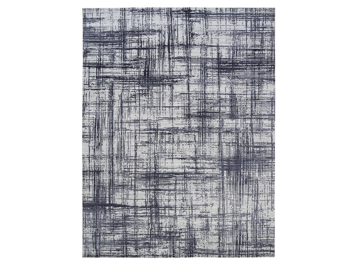 9'0" x 11'10" New Hand Loomed Black Wool & Silk Rectangle Oriental Rug - MOA10263826