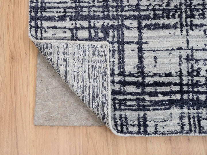 9'0" x 11'10" New Hand Loomed Black Wool & Silk Rectangle Oriental Rug - MOA10263826