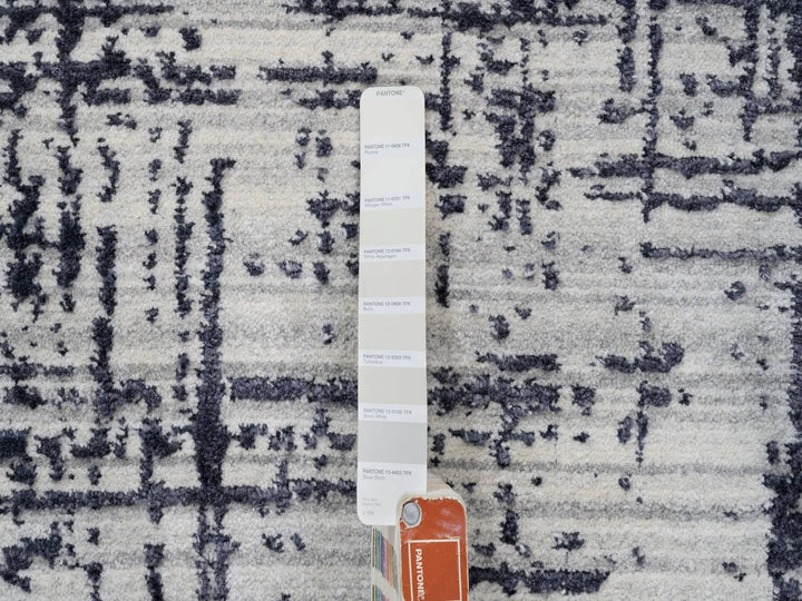 9'0" x 11'10" New Hand Loomed Black Wool & Silk Rectangle Oriental Rug - MOA10263826