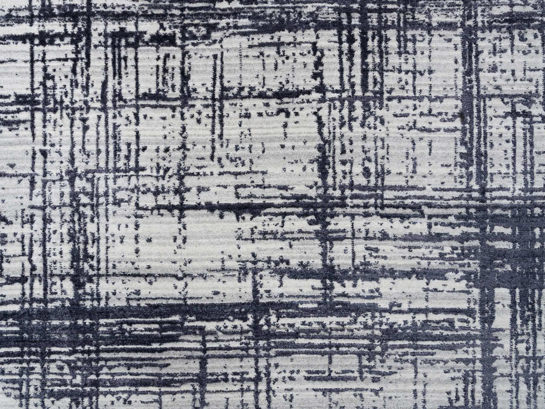 9'0" x 11'10" New Hand Loomed Black Wool & Silk Rectangle Oriental Rug - MOA10263826