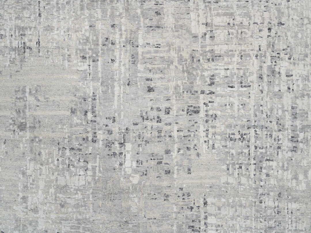 13'9" x 13'9" New Hand Knotted Grey Wool Round Oriental Rug - MOA10264232