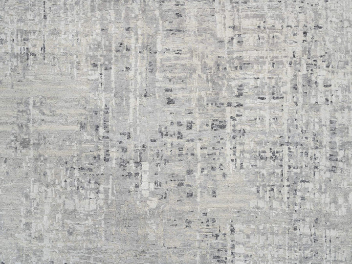 13'9" x 13'9" New Hand Knotted Grey Wool Round Oriental Rug - MOA10264232