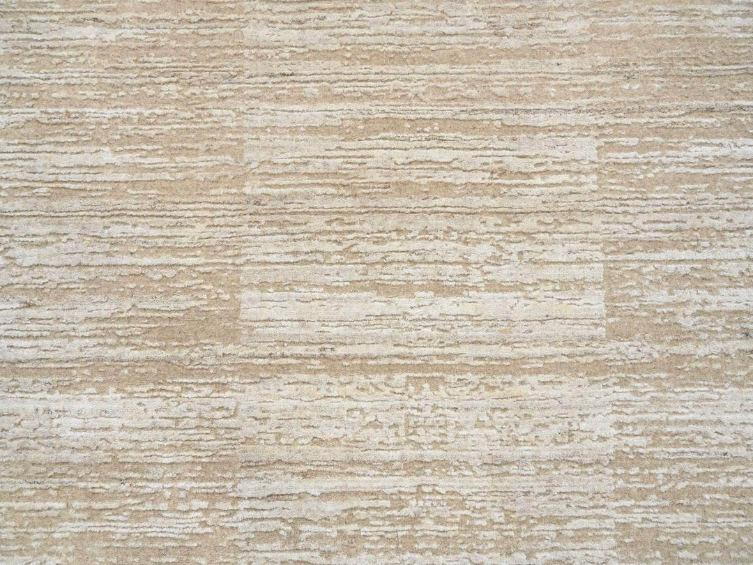 10'0" x 10'0" New Hand Loomed Beige Wool Round Oriental Rug - MOA10264308