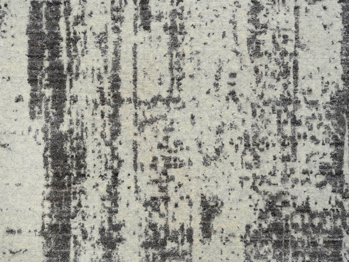 2'6" x 11'10" New Hand Loomed Black Wool & Pure Silk Runner Oriental Rug - MOA10264327