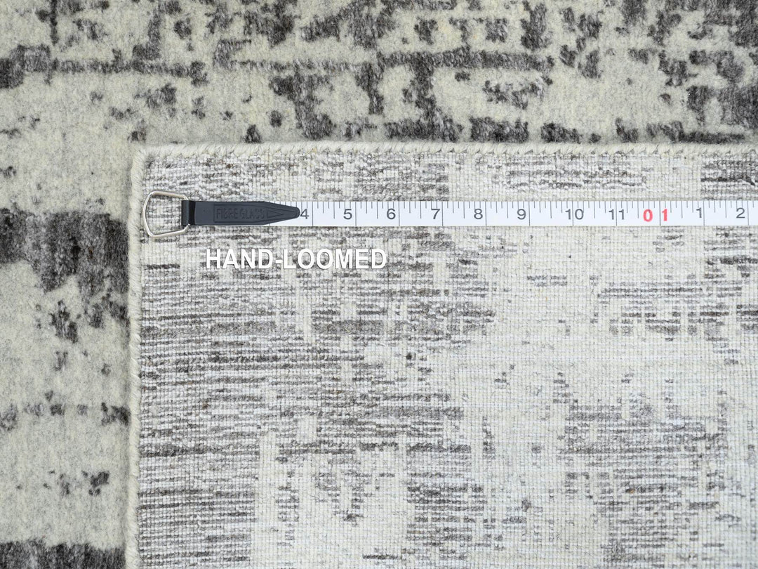 2'6" x 11'10" New Hand Loomed Black Wool & Pure Silk Runner Oriental Rug - MOA10264327