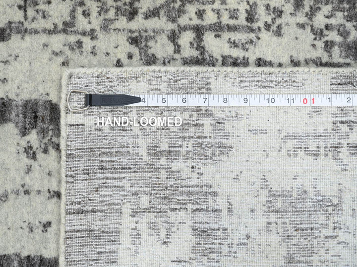 2'6" x 11'10" New Hand Loomed Black Wool & Pure Silk Runner Oriental Rug - MOA10264327