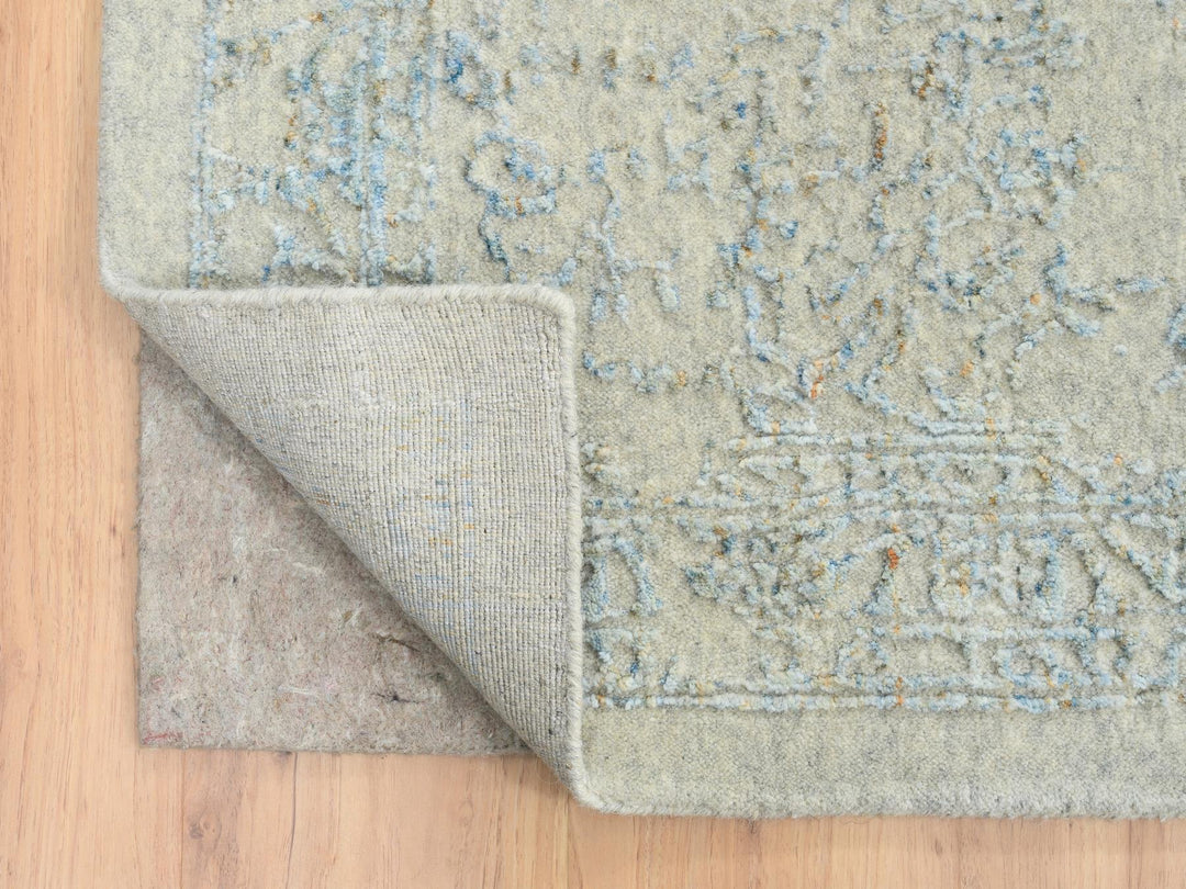 12'0" x 17'10" New Hand Loomed Blue Wool Rectangle Oriental Rug - MOA10264545