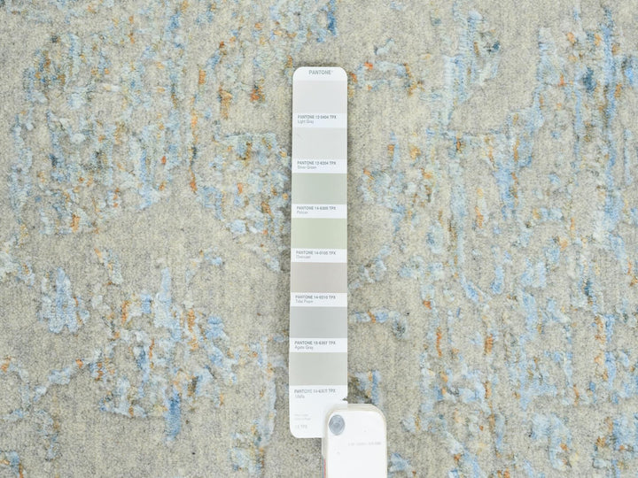 12'0" x 17'10" New Hand Loomed Blue Wool Rectangle Oriental Rug - MOA10264545