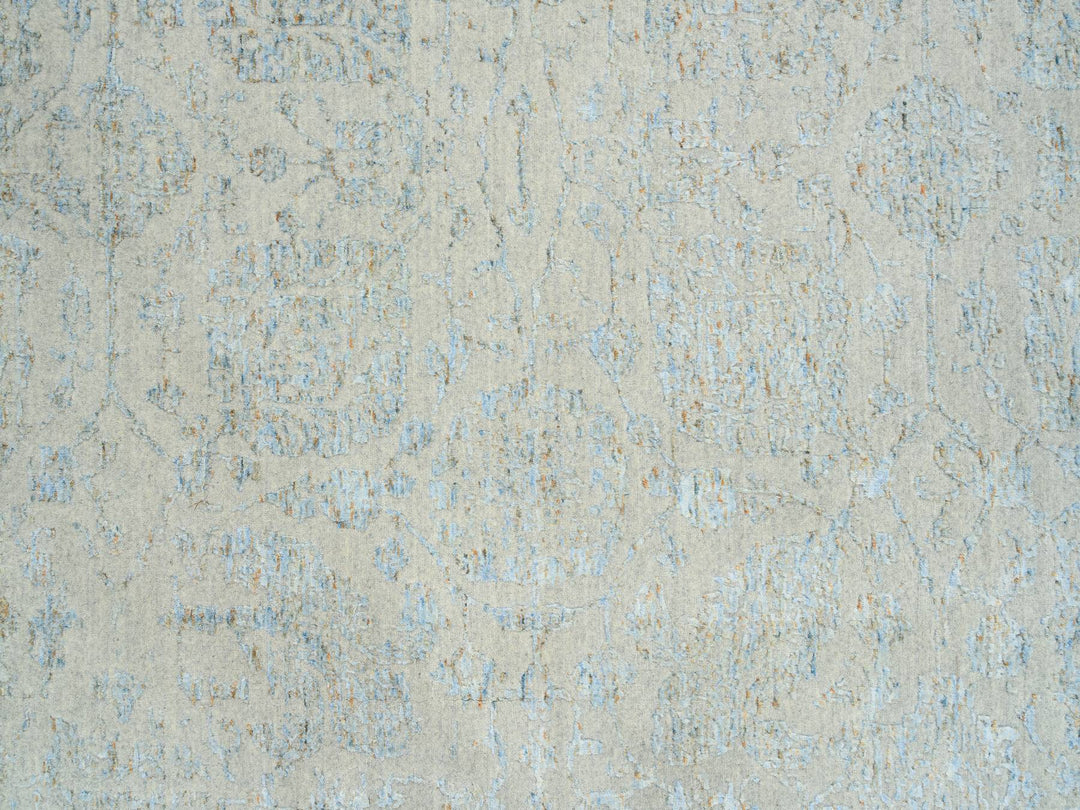 12'0" x 17'10" New Hand Loomed Blue Wool Rectangle Oriental Rug - MOA10264545