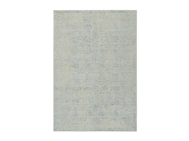 6'2" x 9'0" New Hand Loomed Blue Wool & Silk Rectangle Oriental Rug - MOA10264549