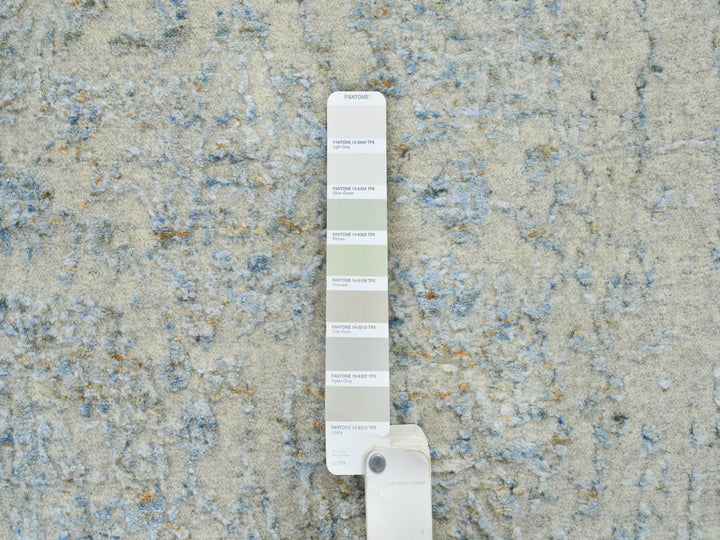 6'2" x 9'0" New Hand Loomed Blue Wool & Silk Rectangle Oriental Rug - MOA10264549