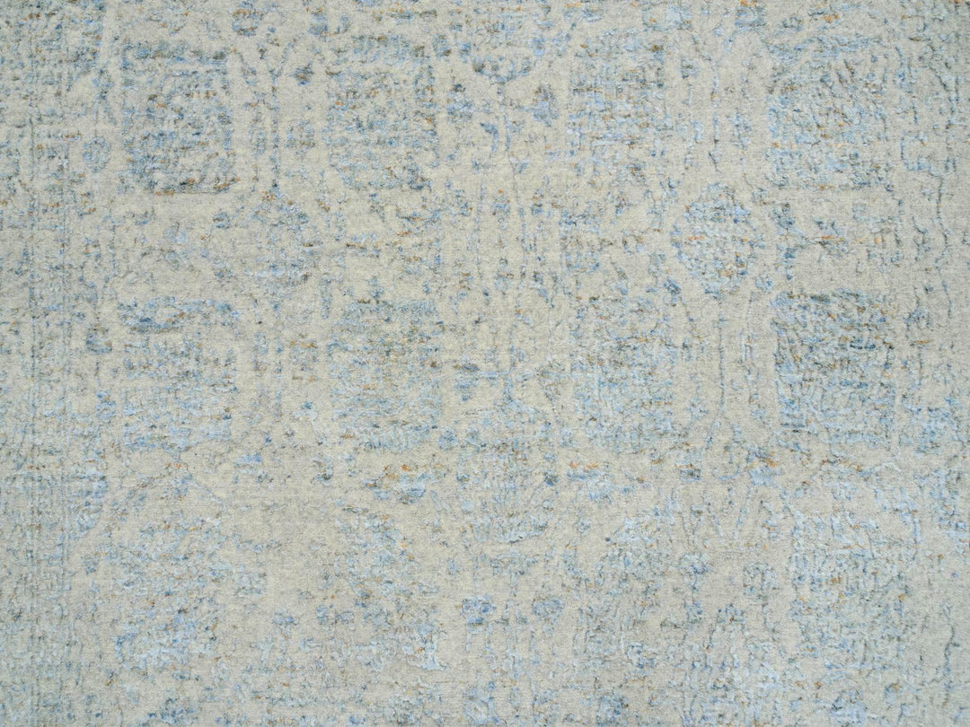 6'2" x 9'0" New Hand Loomed Blue Wool & Silk Rectangle Oriental Rug - MOA10264549