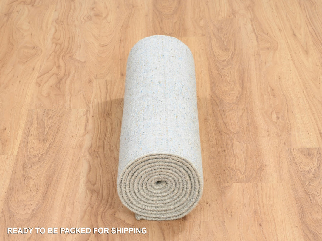 2'7" x 12'0" New Hand Loomed Blue Wool & Silk Runner Oriental Rug - MOA10264552