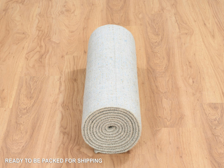 2'7" x 12'0" New Hand Loomed Blue Wool & Silk Runner Oriental Rug - MOA10264552