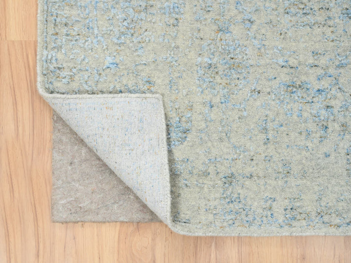 2'6" x 12'0" New Hand Loomed Blue Wool & Silk Runner Oriental Rug - MOA10264555