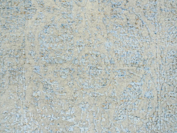 2'6" x 12'0" New Hand Loomed Blue Wool & Silk Runner Oriental Rug - MOA10264555