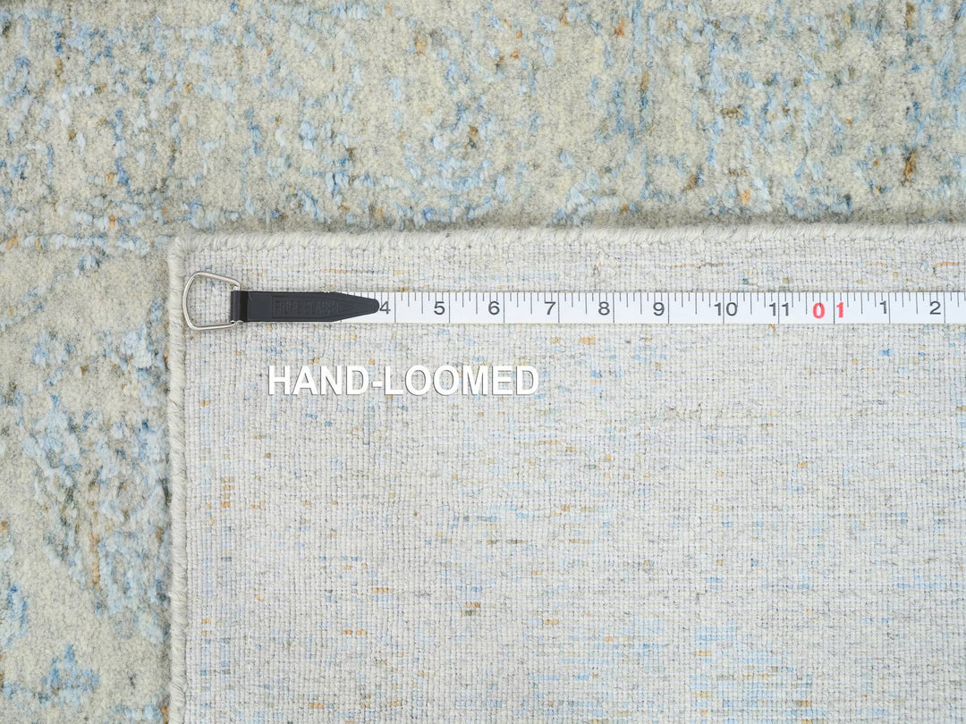 2'6" x 12'0" New Hand Loomed Blue Wool & Silk Runner Oriental Rug - MOA10264555