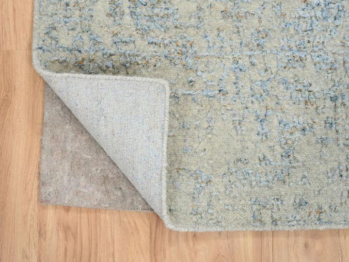 2'8" x 10'0" New Hand Loomed Blue Wool & Silk Runner Oriental Rug - MOA10264556